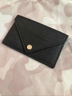 Dagne Dover Black Envelope Card Holder with Gold Snap